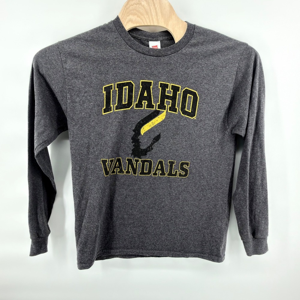 Hanes Idaho Vandals Long Sleeve Shirt Adult Gray Graphic Tee College NCAA